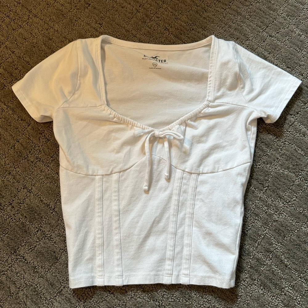 Like New Hollister Corset Front Tie Crop Baby Tee